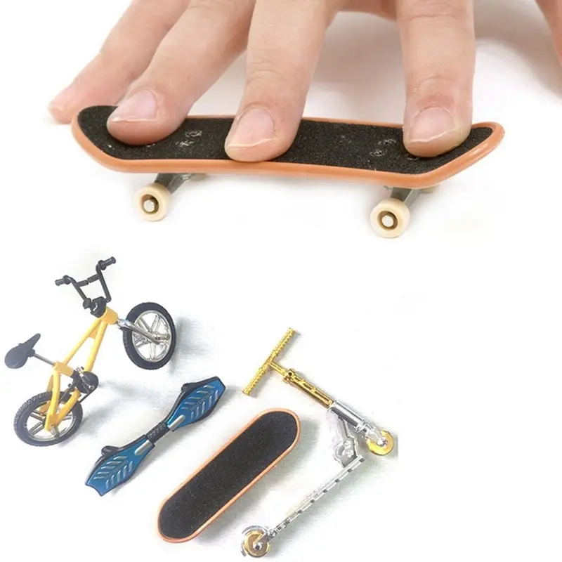 

4Pcs Mini Alloy Finger Skateboard Fingerboard Bike Scooter Set Kids Toys Gift Educational Toy Fun
