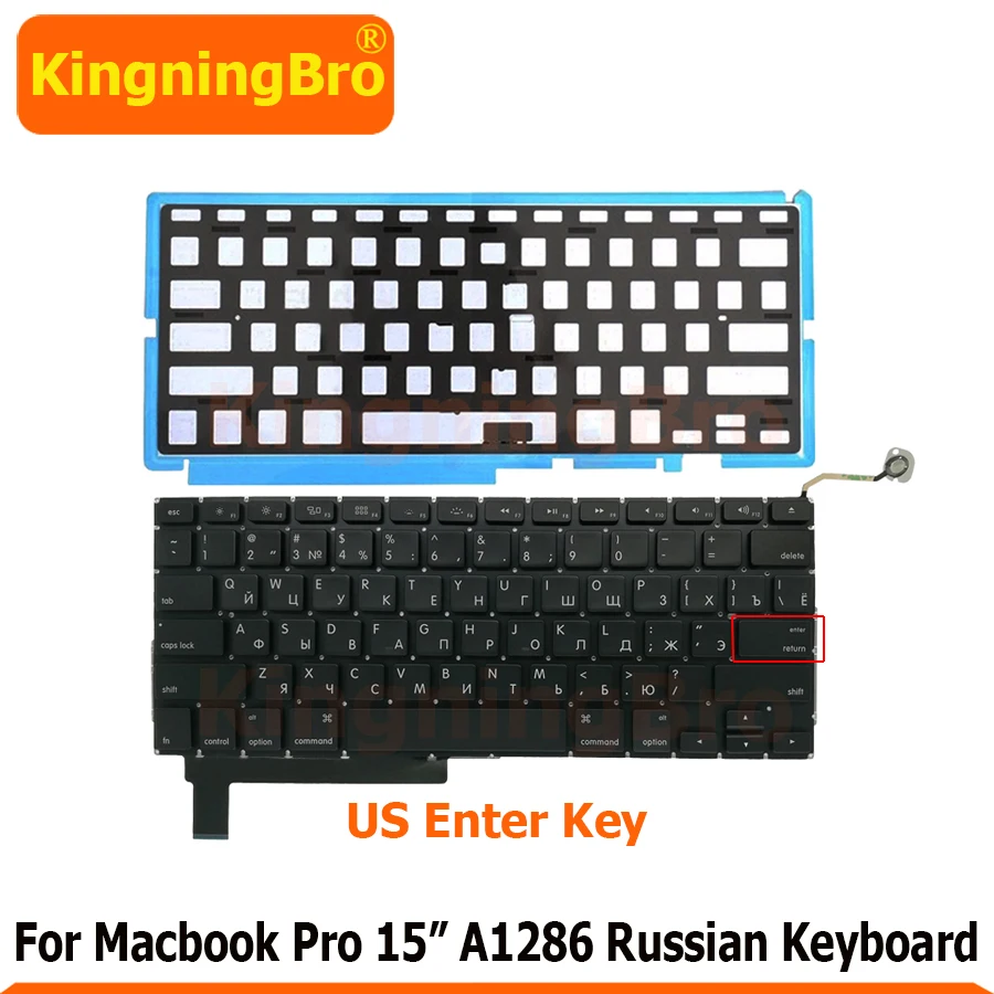 Новая сменная клавиатура с подсветкой для MacBook Pro 15 дюймов A1286 русская US Enter 2009 2010