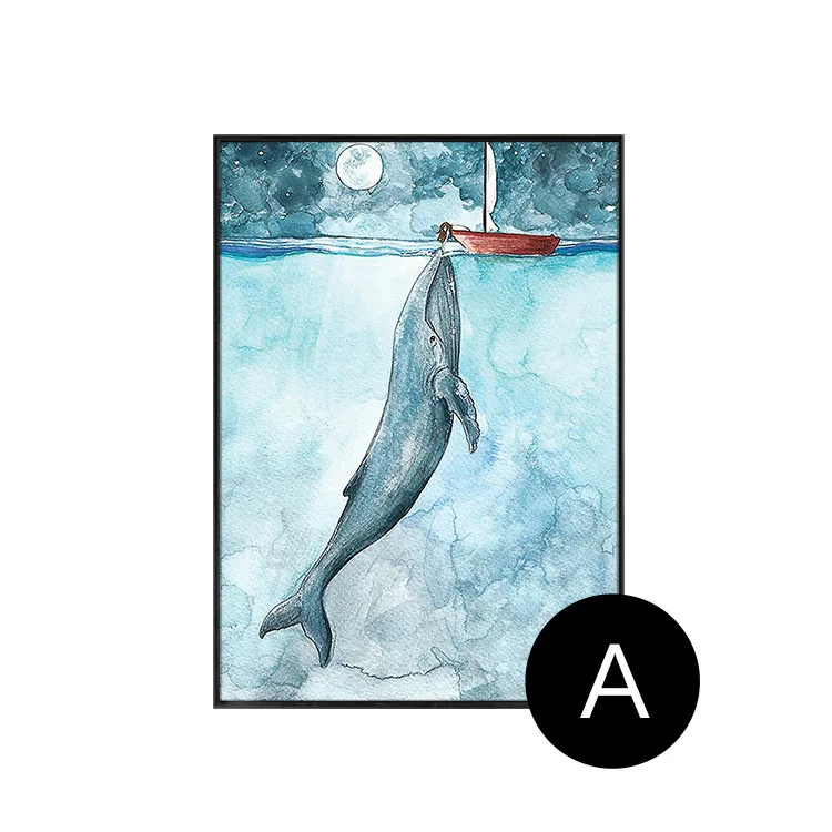 Домашнее украшение Картина на холсте мультяшный поцелуй Кит Современное простая