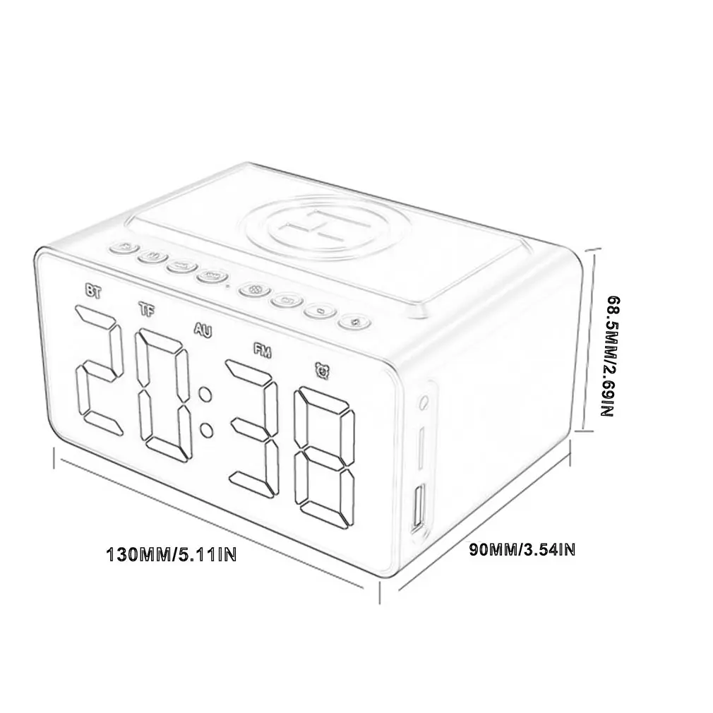 

Wireless Charger Alarm Clock Speaker LED Smart Digital Clock Table Electronic Desktop Clocks FM Radio USB Fast Charger