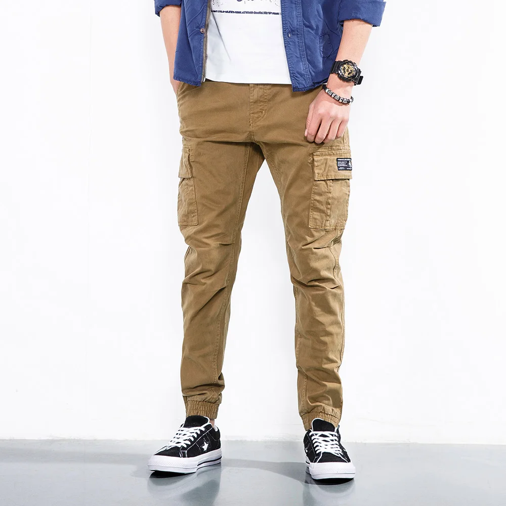 Модные мужские брюки 2020 деловые повседневные уличные хлопковые облегающие