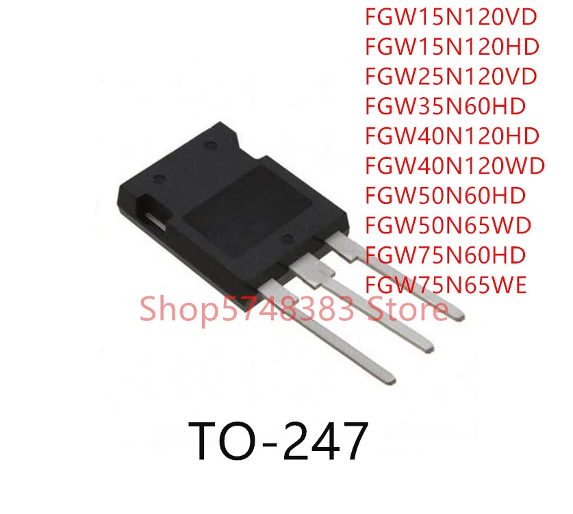 FGW15N120VD FGW15N120HD FGW25N120VD FGW35N60HD FGW40N120HD FGW40N120WD FGW50N60HD FGW50N65WD FGW75N60HD FGW75N65WE TO-247, 10 шт.