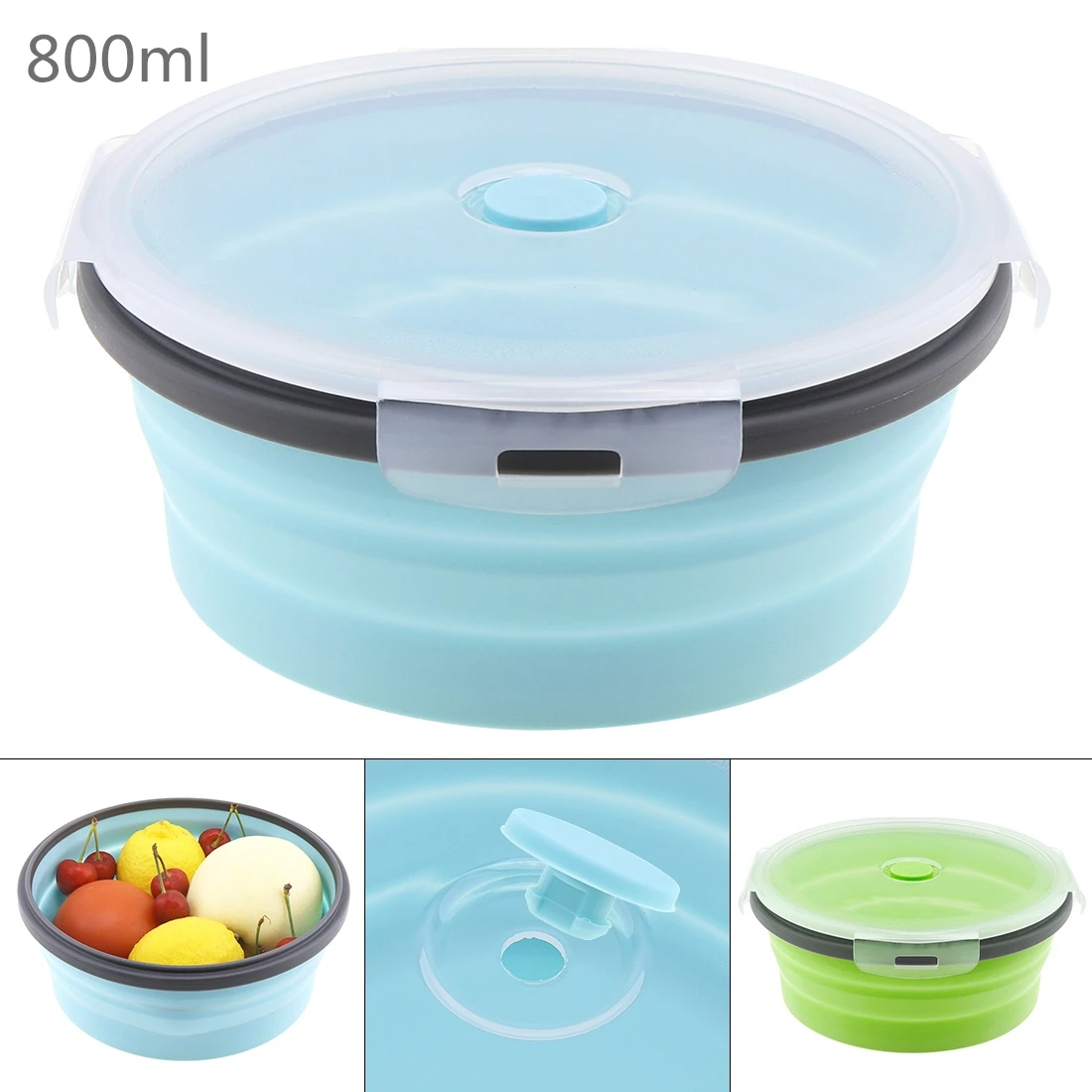 

800ML Reusable Folding lunch box Collapsible food contianer lunch container
