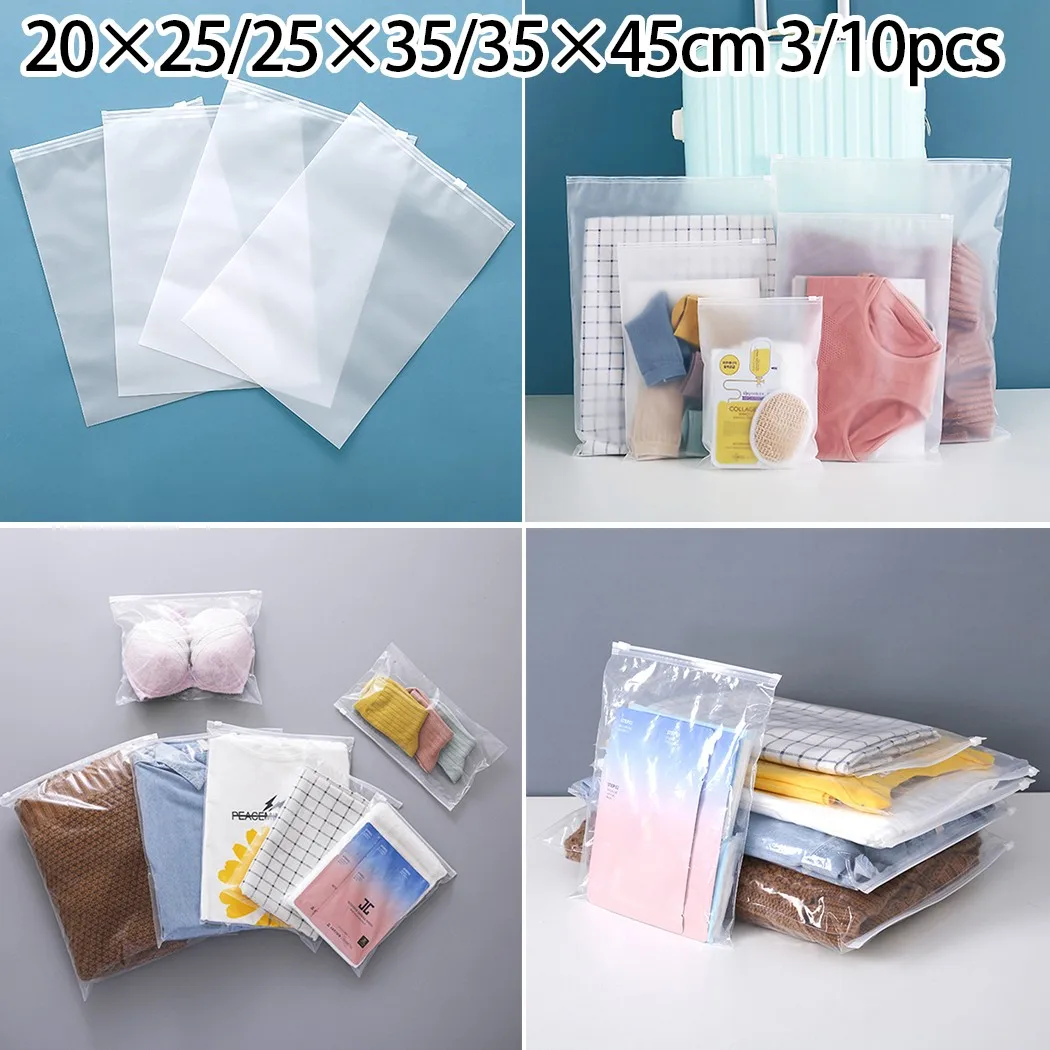 3/10pcs Portable Travel Clothes Bag Seal Storage Waterproof Makeup Zip Organiser Pouch Travel Home Organization