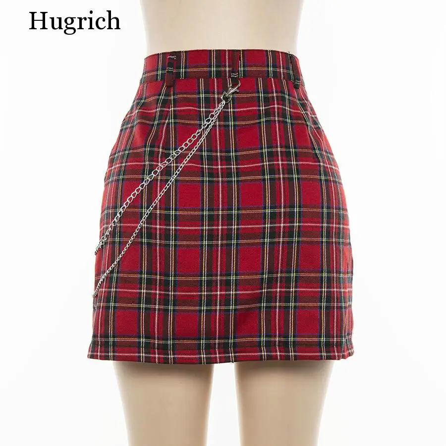 

Spring Vintage Red Plaid Mini Skirts Women 2021 Summer Fashion Office Lady Club Party Casual Short Pleated Skirts Mujer