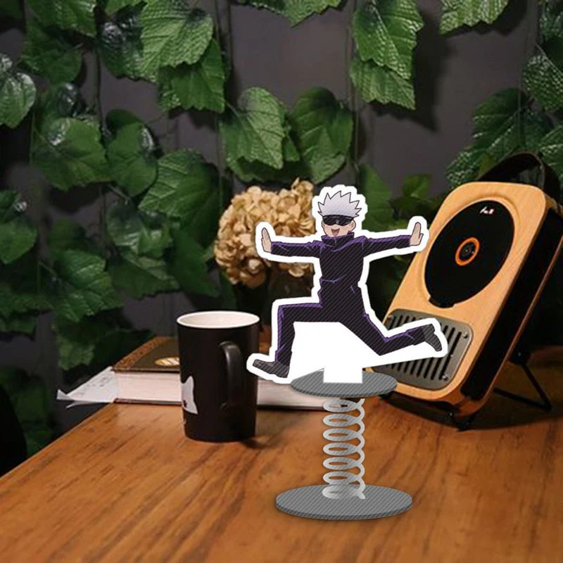 

Anime Jujutsu Kaisen Gojou Satoru Cartoon Spring Figure Shake Shake Stand Model Transparent Acrylic Desk Decor Toy Cosplay Gift
