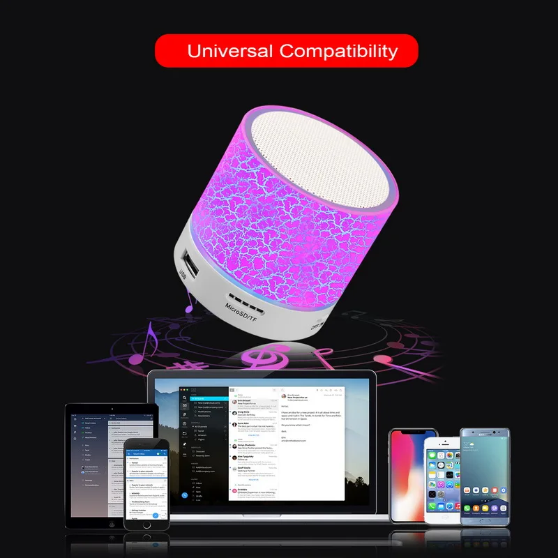 Беспроводной Bluetooth Динамик s LED Портативный мини хэндс-фри разноцветная