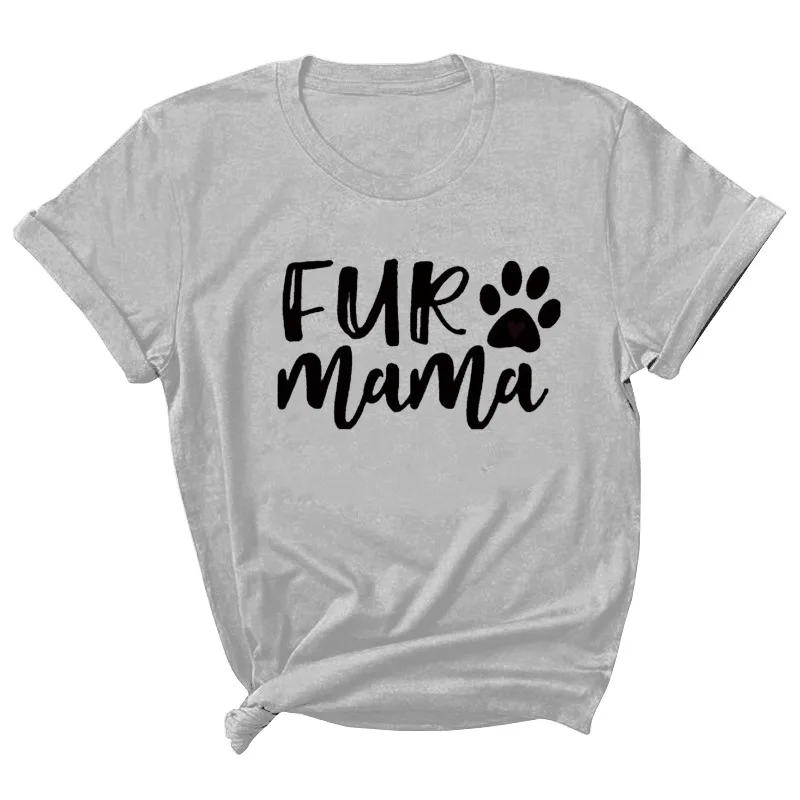 

Fur Mama Letter Print Women T Shirt Short Sleeve ONeck Loose Women Tshirt Ladies Tee Shirt Tops Clothes Camisetas Mujer
