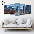 Картина на холсте Чикаго, городской пейзаж, 5 шт., Hd картина, современный стиль, плакат и печать, декор для гостиной, без рамки