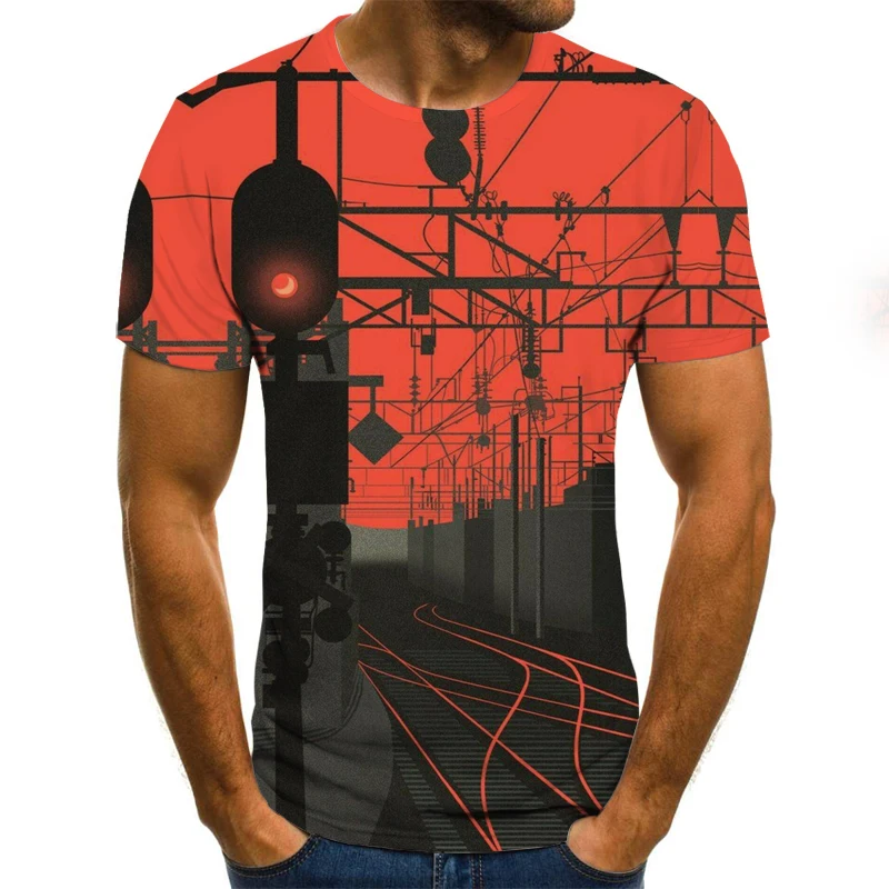 New hot-selling swirling three-dimensional short-sleeved T-shirt summer men's casual tops 3DT-shirt fashion O-neck large size st | Мужская