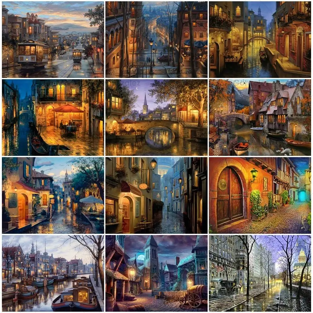 

Night Street Scenery 5D Diy Diamond Painting Embroidery Full Display Drill Cross Stitch Art Wall Mosaic Home Decoration Gifts