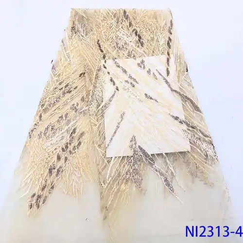NI2313-4 Африканская французская Тюлевая ажурная кружевная фиолетовая кружевная ткань для невесты материал кружева с пайетками нигерийское кружево NI2313 - Цвет: NI2313-4
