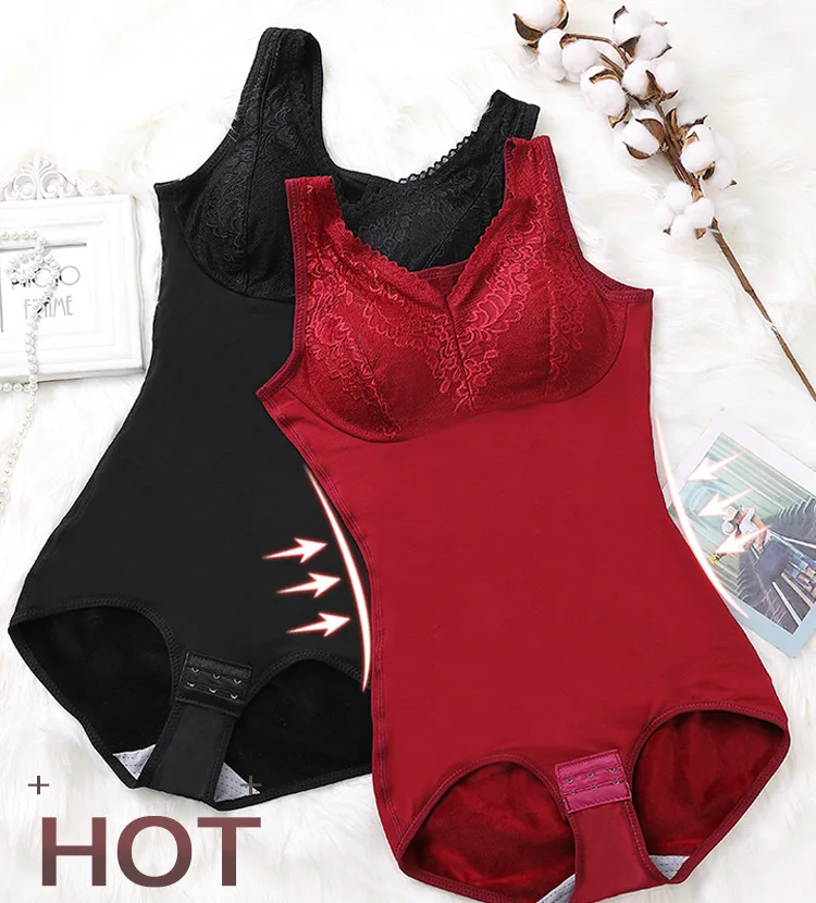 Plus Size Women's Slimming Underwear Bodysuit Body Shaper Waist Shaper Shapewear Slimming Bodysuits Hook Corset with velvet