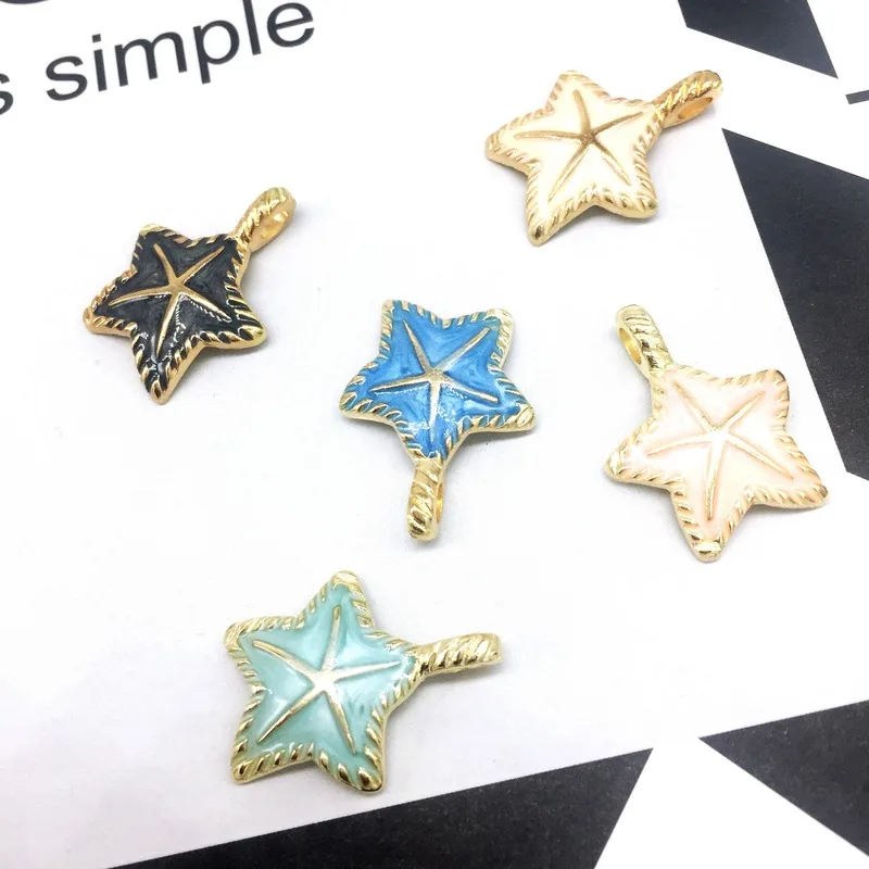

20 PCS/Lot Enamel Nautical Ocean Starfish Charms DIY Bracelet Necklace Jewelry Accessory DIY Craft 22*29mm