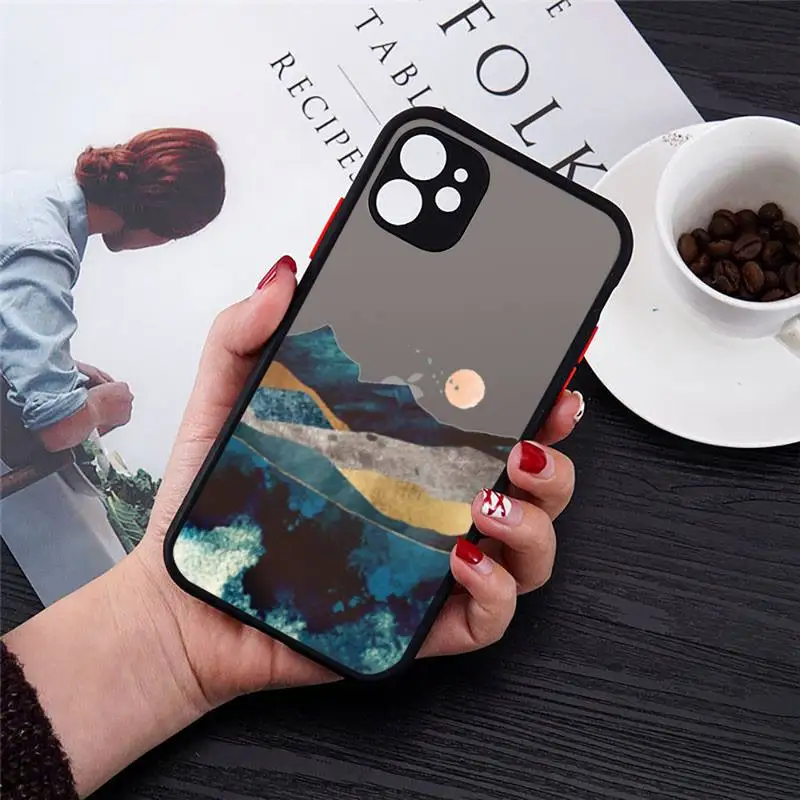 

Mountain Marble Moon pattern Phone Cases matte transparent For iphone 7 8 11 12 plus mini x xs xr pro max cover