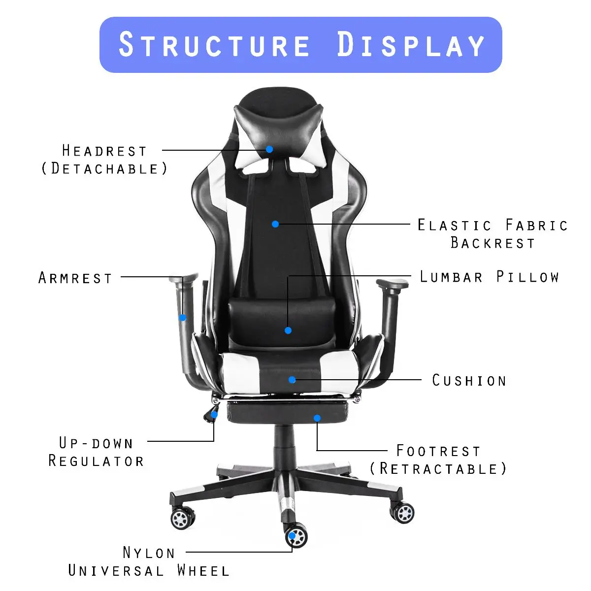 

WCG Chair Gaming Computer Chair Office Chairs Racing Gamer Chair Desk Chair Lying Household Chair PU Leather Recliner Armchair