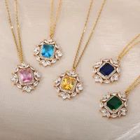 luxury zircon crystal wedding necklace for women square rhinestone choker necklaces chain female jewelry gift collier