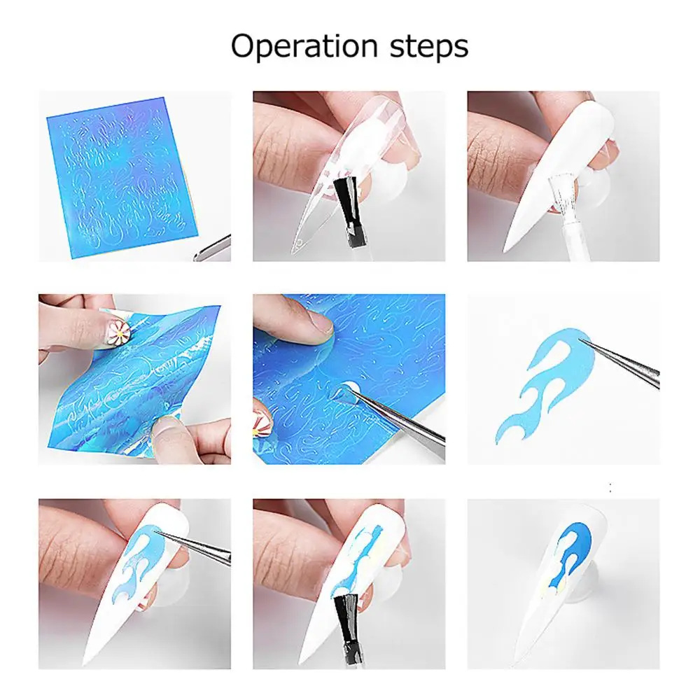 Горящее пламя отражающие наклейки для ногтей 16 шт DIY самоклеющиеся красочный