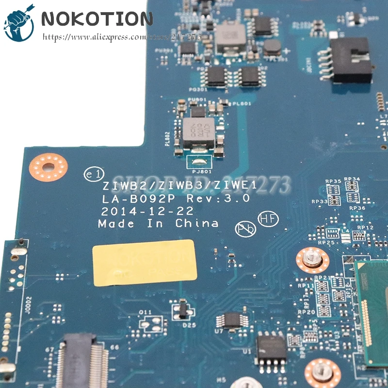 NOKOTION материнская плата для ноутбука lenovo Ideapad B50-70 5B20G46164 ZIWB2 ZIWB3 ZIWE1 LA-B092P DDR3L SR1EF I5-4210U