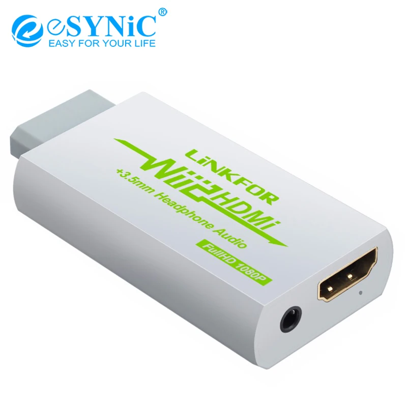 ESYNiC wii HDMI конвертер сигнал на 720p & 1080p 2HDMI 3 5 мм аудио адаптер подходит DVI для nintendo