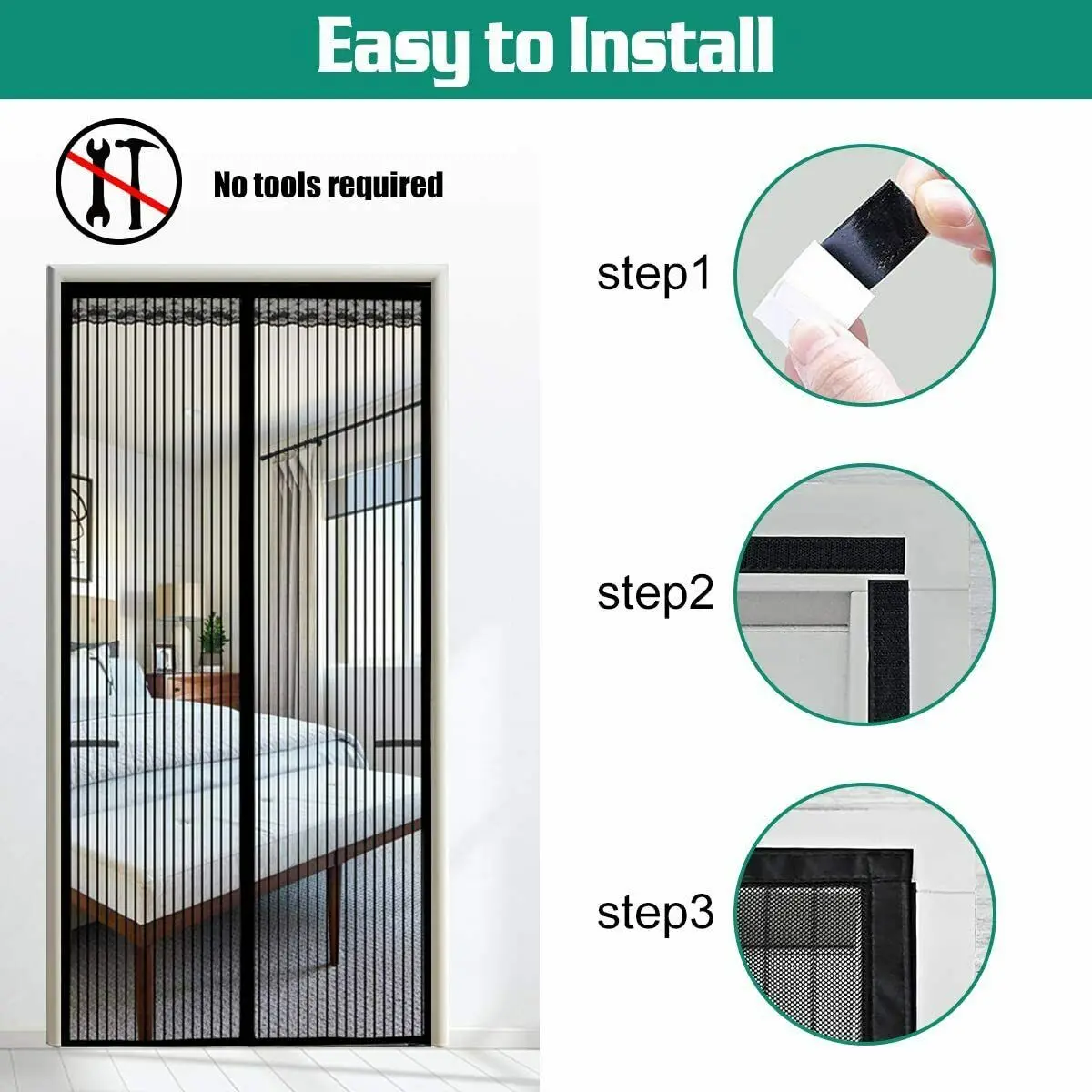 

Hands-Free Magnetic Screen Door Mesh Net BLOCK Mosquito Fly Insect Bug Curtain 210 * 100cm