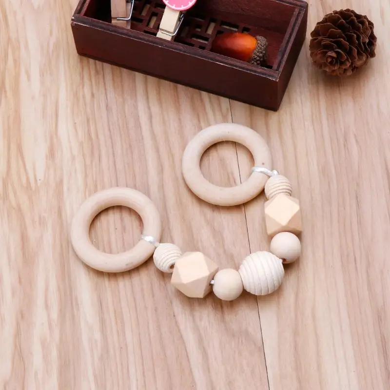 

Cute Baby Play Gym Accessorie Chew Wooden Beads DIY Teether Jewelry Nursing Pendants Baby Toys Rattle Teether