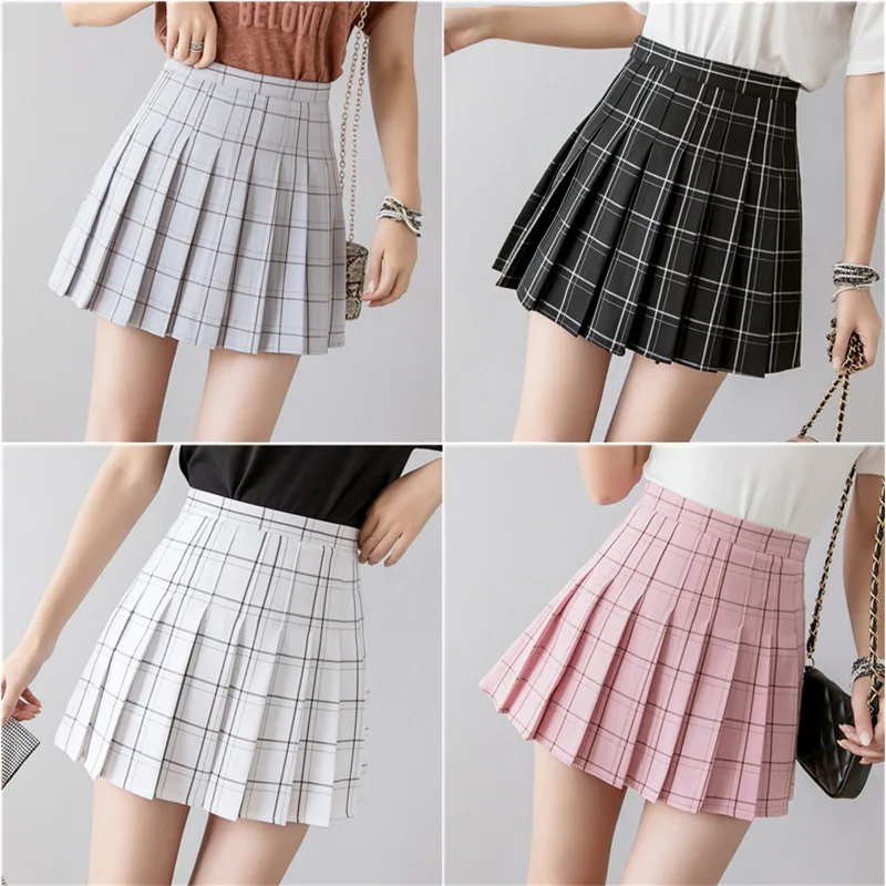 

Юбка женская в клетку, универсальная, с завышенной талией, для колледжа, 2020