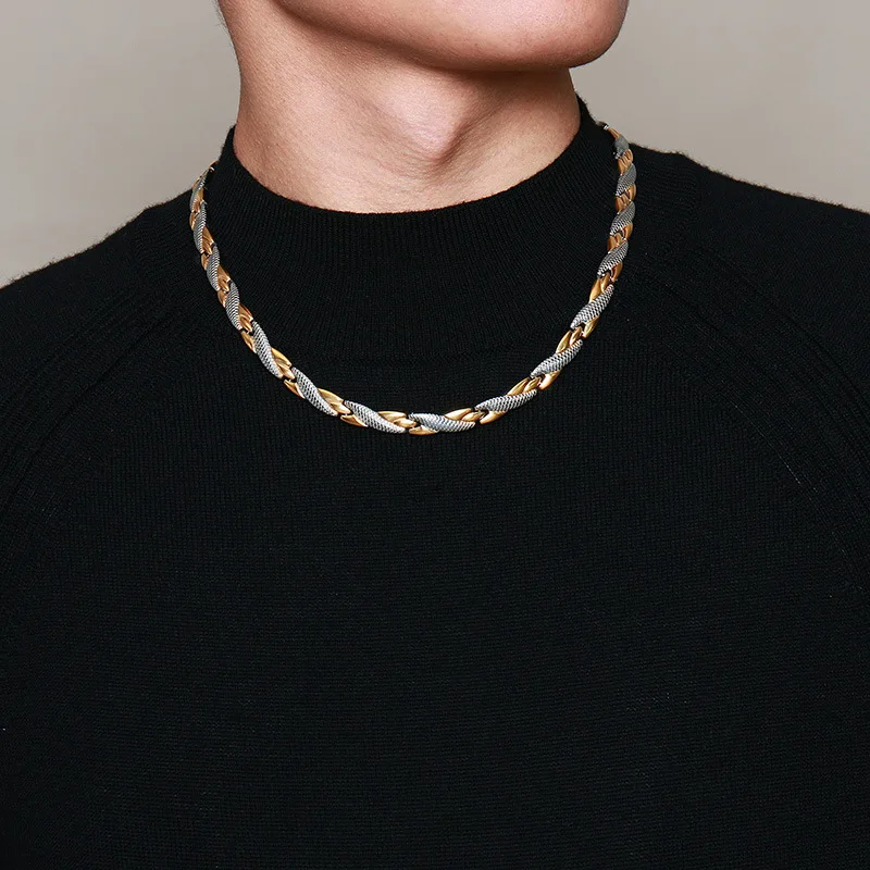 

Stainless Steel Magnetic Necklace for Men Women Gold Color Jewelry Trinket Bio Ladies Choker Charm Necklacese