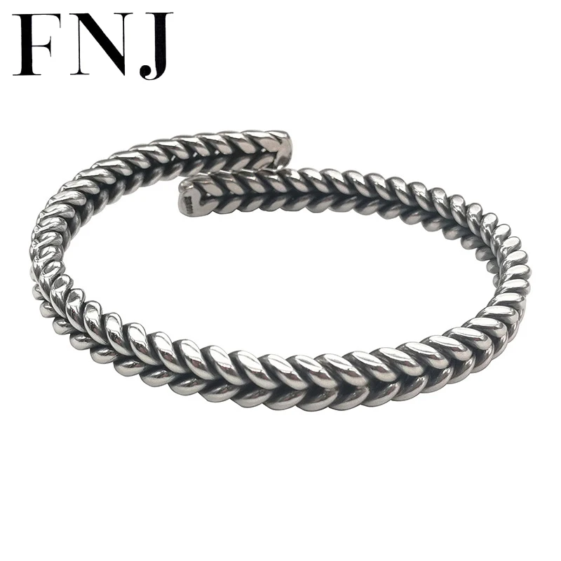 Женский браслет из серебра 990 пробы FNJ оригинальный чистого S990|Гибкие и жесткие