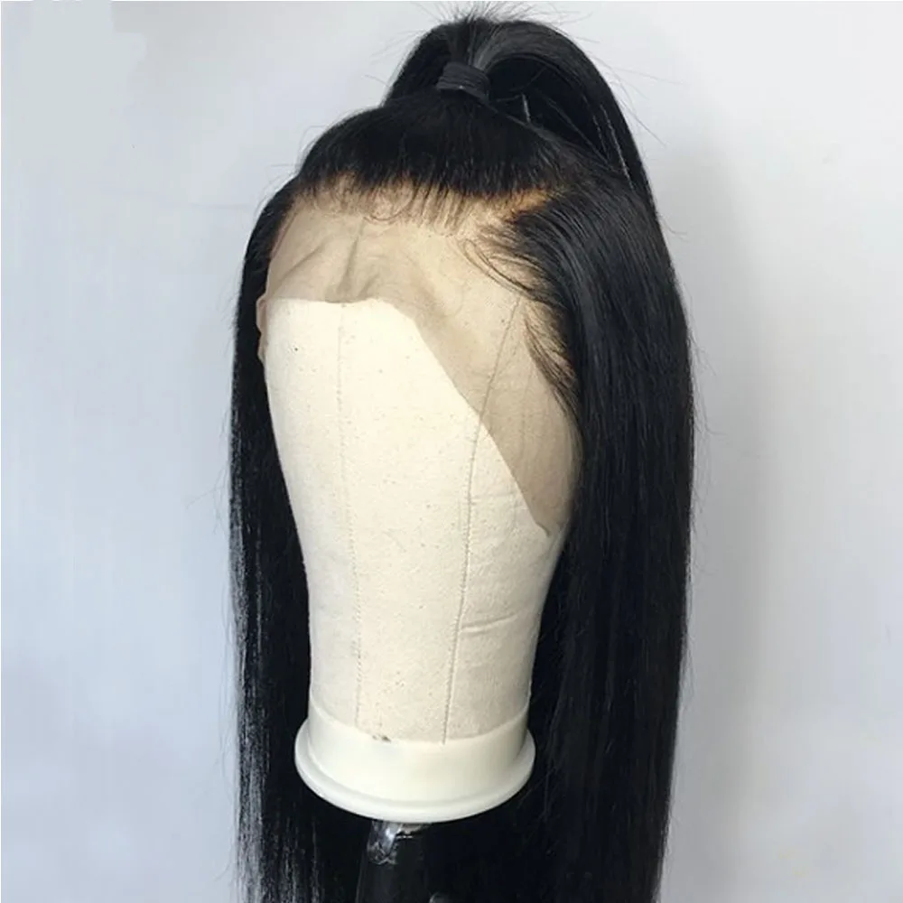 Шелковистые прямые человеческие волосы на полной сетке искусственные 180%