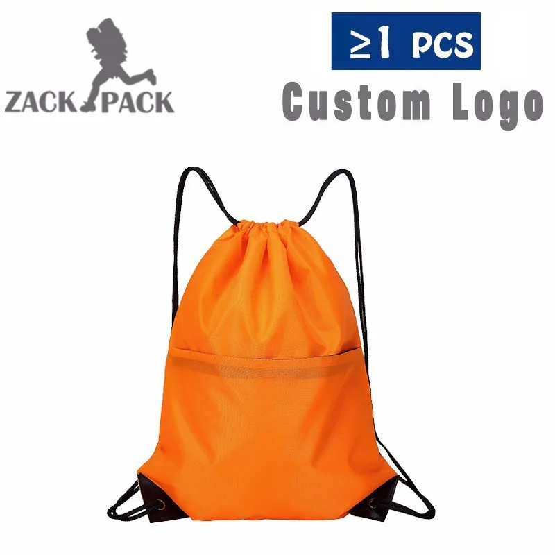 Orange without logo 4 шт. сумка на шнурке, тренировочный брезентовый Рюкзак с логотипом на заказ, дешевая сумка, школьная спортивная водонепроницаемая сумка на шнурке для хранения - Цвет: Orange without logo