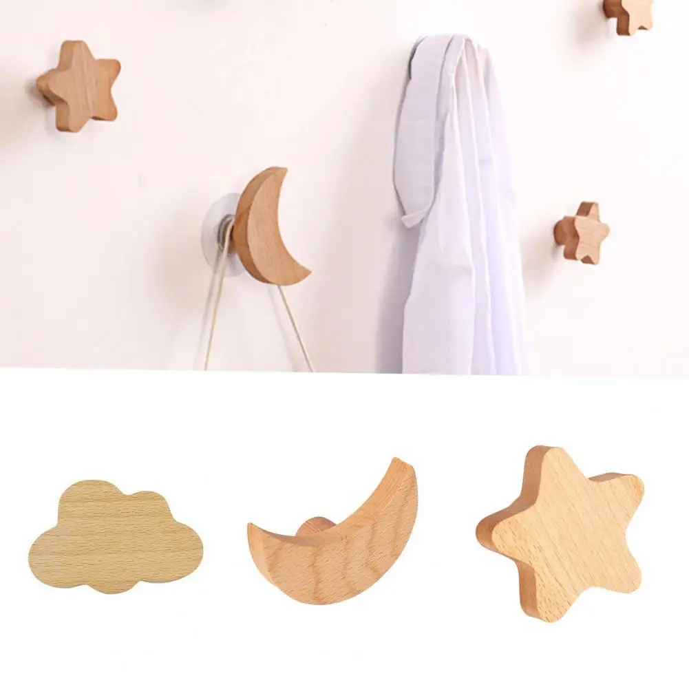 

Hook Convenient Strong Bearing Capability Punch Free Towels Coat Star Moon Cloud Hanger for Home