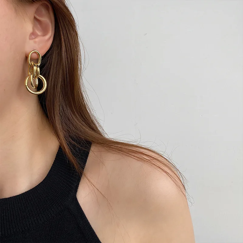 

Women Fashion Earrings 2020 Circle Earrings Women Retro Simple Fashion Personality Exaggerated Metal Earrings Earrings
