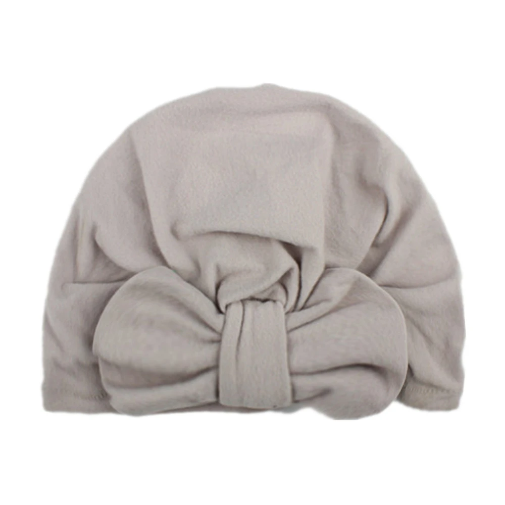 Однотонный эластичный головной убор с бантом для девочек и мальчиков