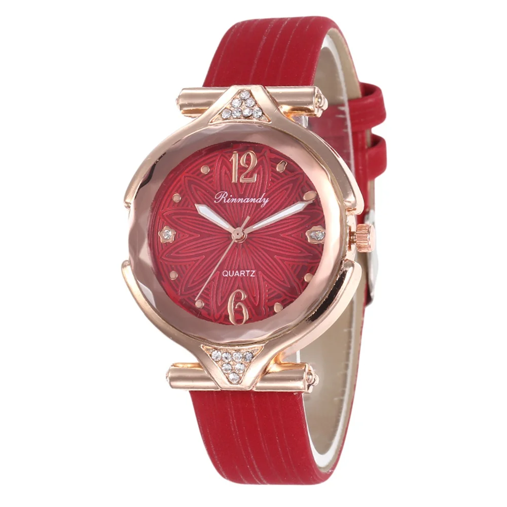 Горячая Распродажа ромбовидный цветок диск кожа женские часы студенческие