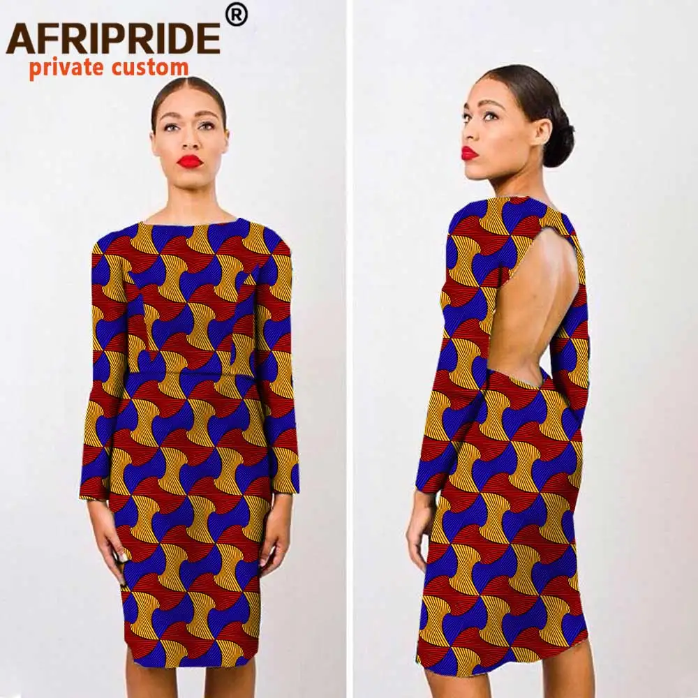 2019 африканские платья для женщин до колена с длинным рукавом и открытой спиной