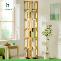 Louis Fashion Bamboo  Rotating Bookshelf Cabinet Storage Simple Floor Book Desktop Living Room