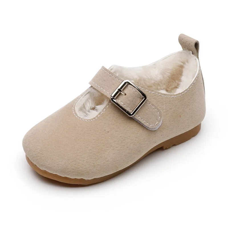 

2020 Winter Kids Cotton-Padded Shoes Wool Plush Warm Snow Shoes Buckle Oxford Shoes For Girls Boys Shoe Baby Flats Toddlers 0-5y