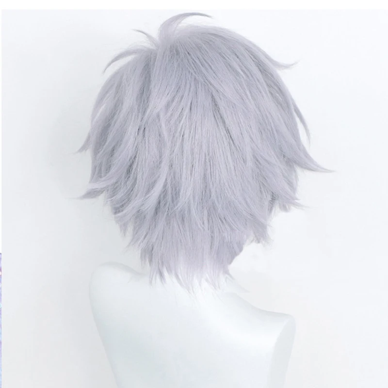 Парик для косплея Kaworu Nagisa из Аниме EVA термостойкие синтетические Короткие серые