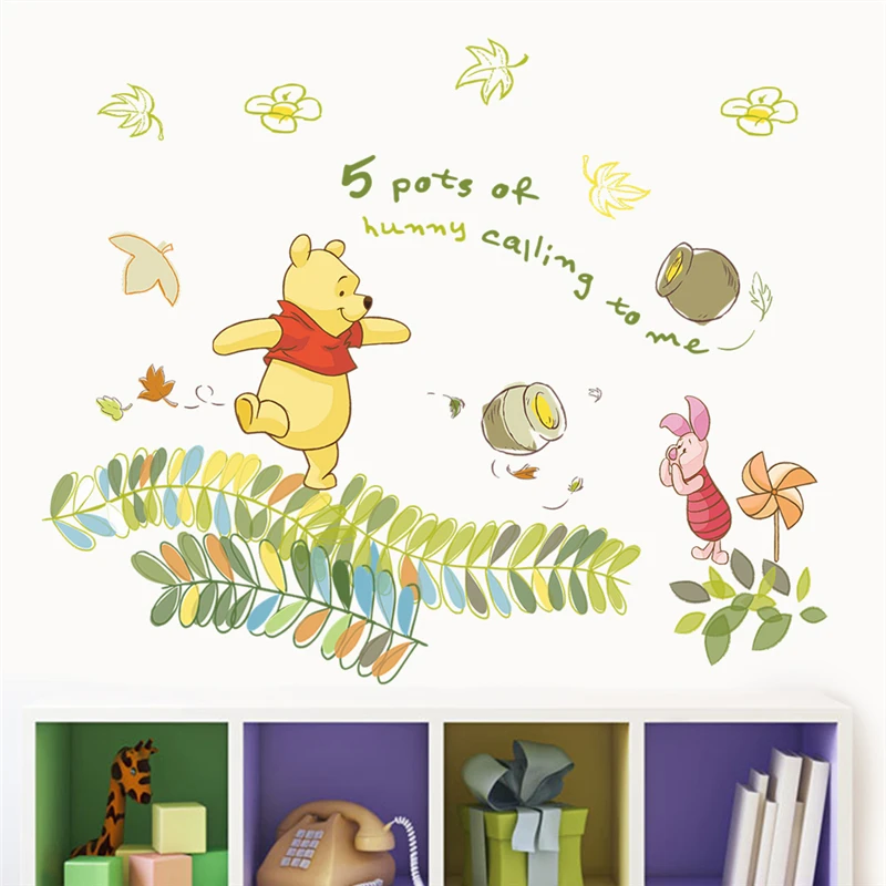 

40*60cm Disney Winnie Pooh Wall Decals Bedroom Home Decor Cartoon Animals Wall Stickers Diy Mural Art Pvc Wallpaper