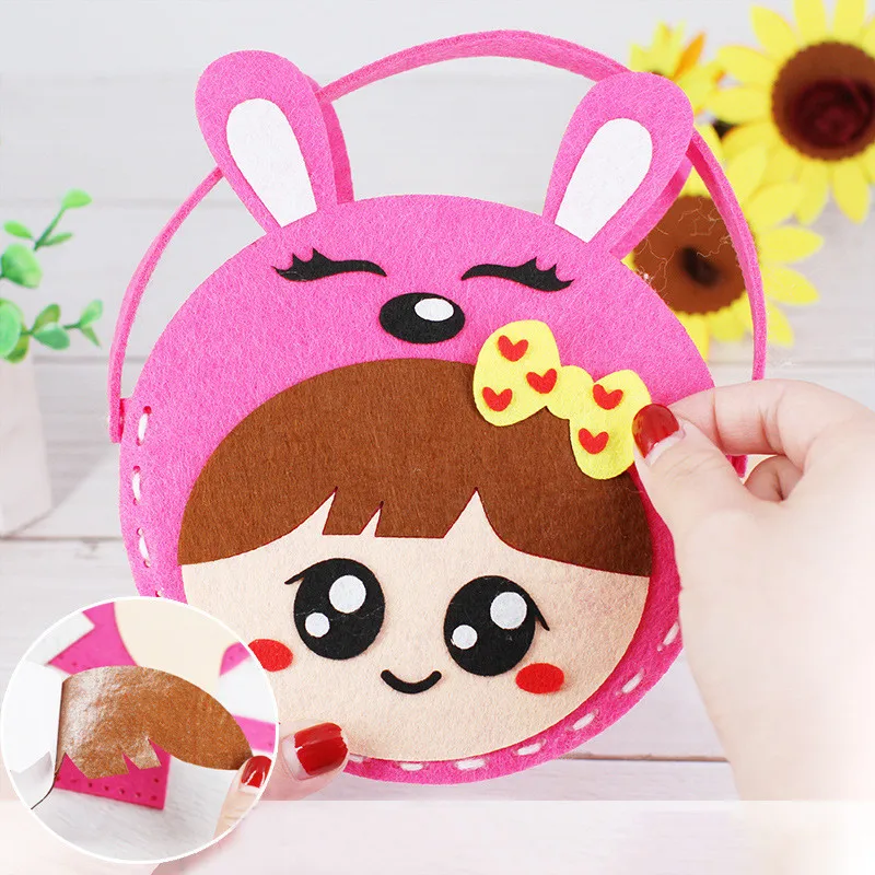 

DIY Mini Non-Woven Cloth Fabric Handbag Children Sewing Toys Bag Cloth Colorful Handmade Cartoon Animal Childrens Handbags Gift