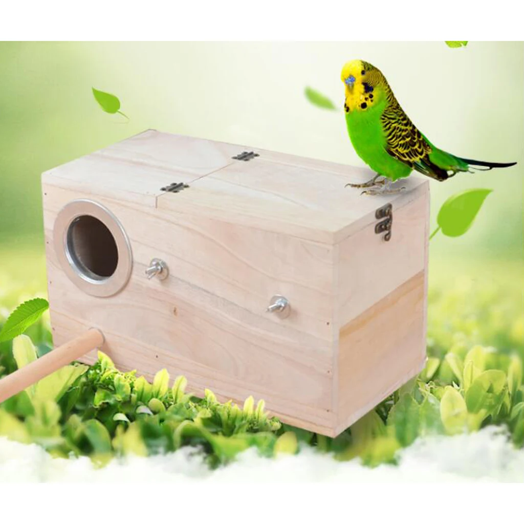 

Bird Breeding Wooden Nest Box Nesting Roost Bird Canary Finch Budgie, 4 Sizes