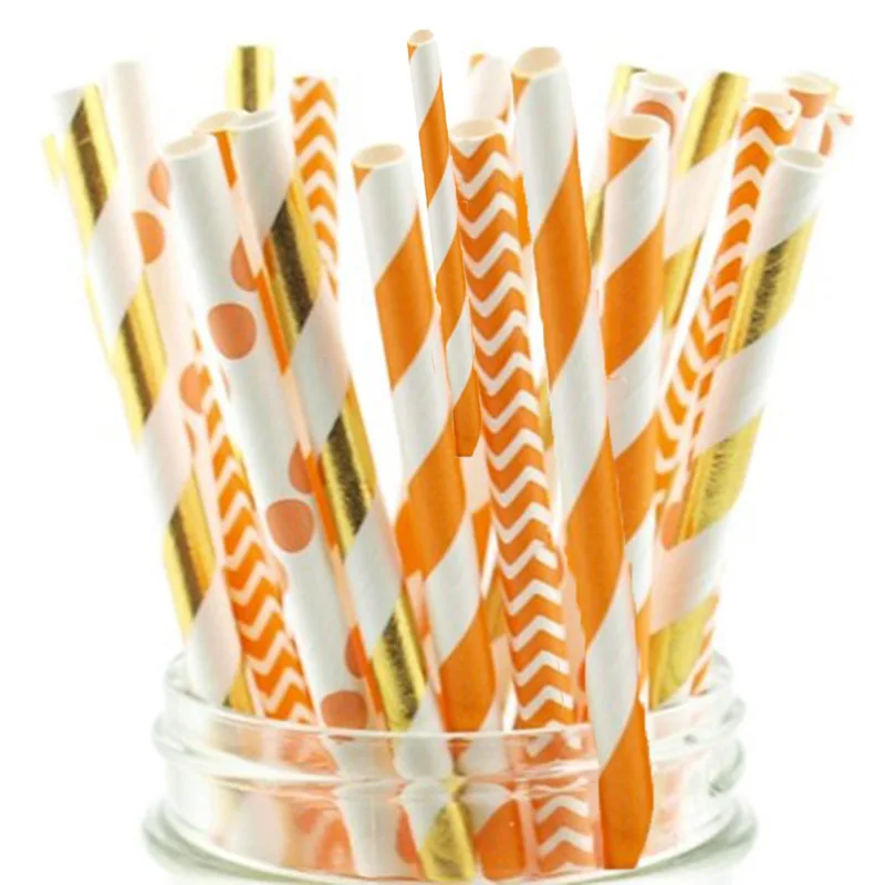 25 шт./упак. и оранжевую полоску Бумага соломинки для детского дня рождения с днем