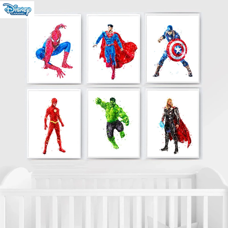

Картина на холсте с супергероями Marvel, Мстители, Человек-паук, плакаты и принты, настенные картины куадроса для детской комнаты, домашний дек...