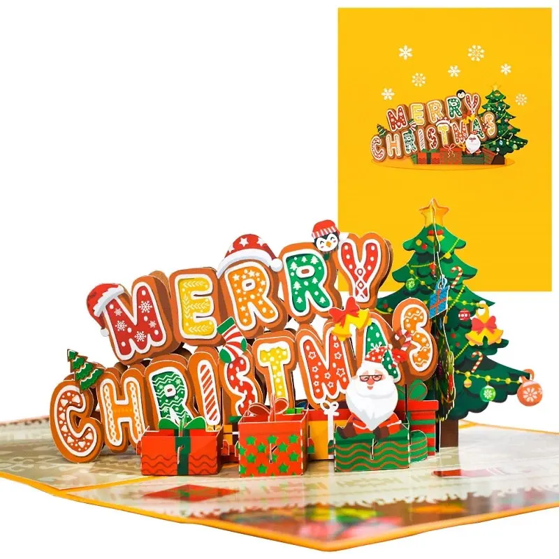 

3D выдвижные рождественские открытки, поздравительные открытки, Рождественская открытка, Санта-Клаус, Рождественский конверт, праздвечерни...
