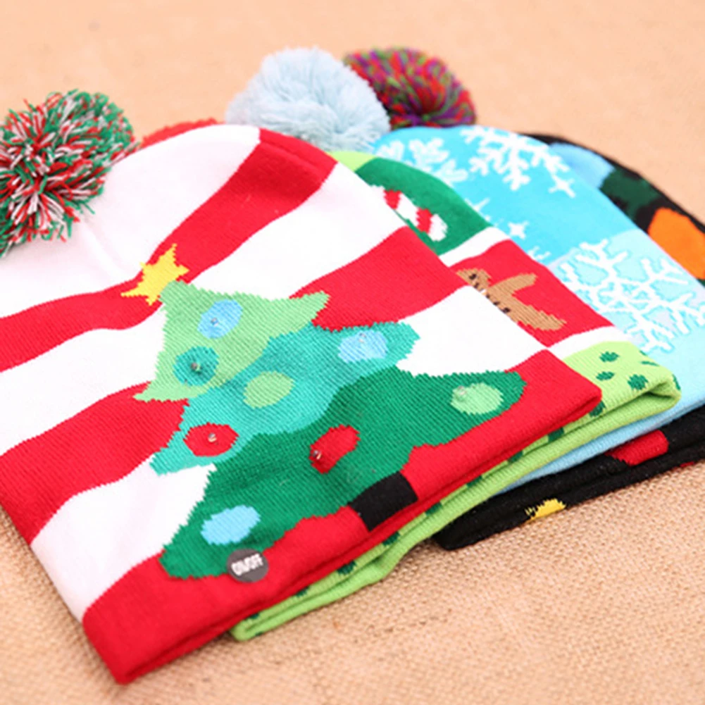 Christmas LED Striped Knit Cap Scarf Set for Adult Kids Santa Claus Reindeer Xmas Gifts Night Lamp Lighting Decoration | Дом и сад