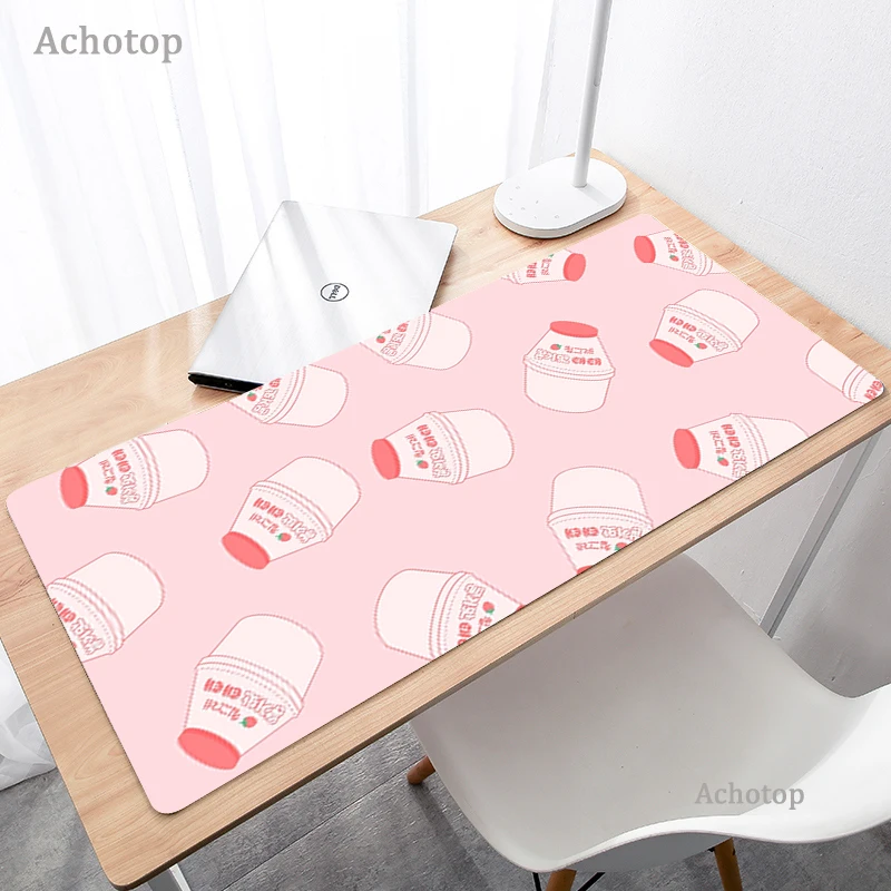 

Kawaii Strawberry Milk Mouse Pad Gamer Large Desktop Mousepads PC Computer Gaming Mousepad Rug XXL XL Keyboard Desk Mat for CSGO