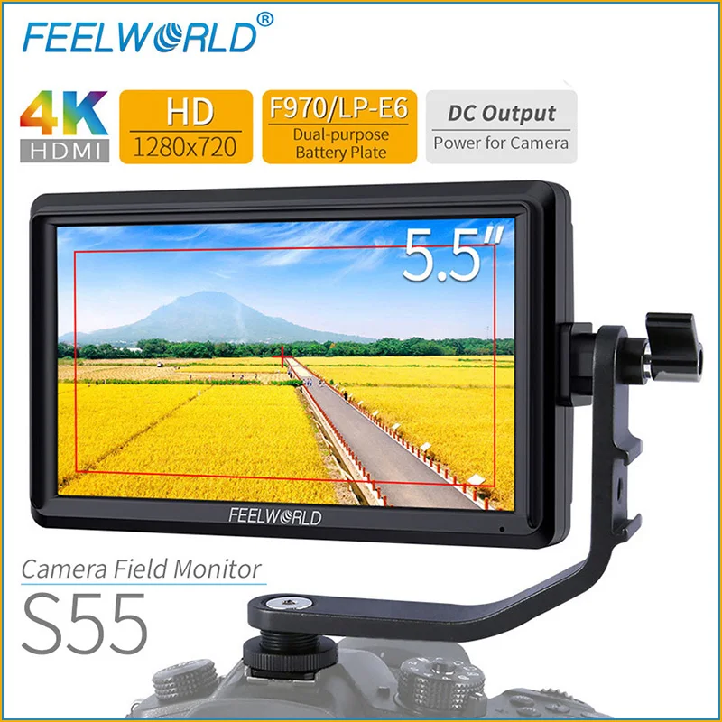 

Монитор для камеры FEELWORLD S55, 5,5 дюйма, 4K, HDMI, IPS, HD, 8,4 х72, 0