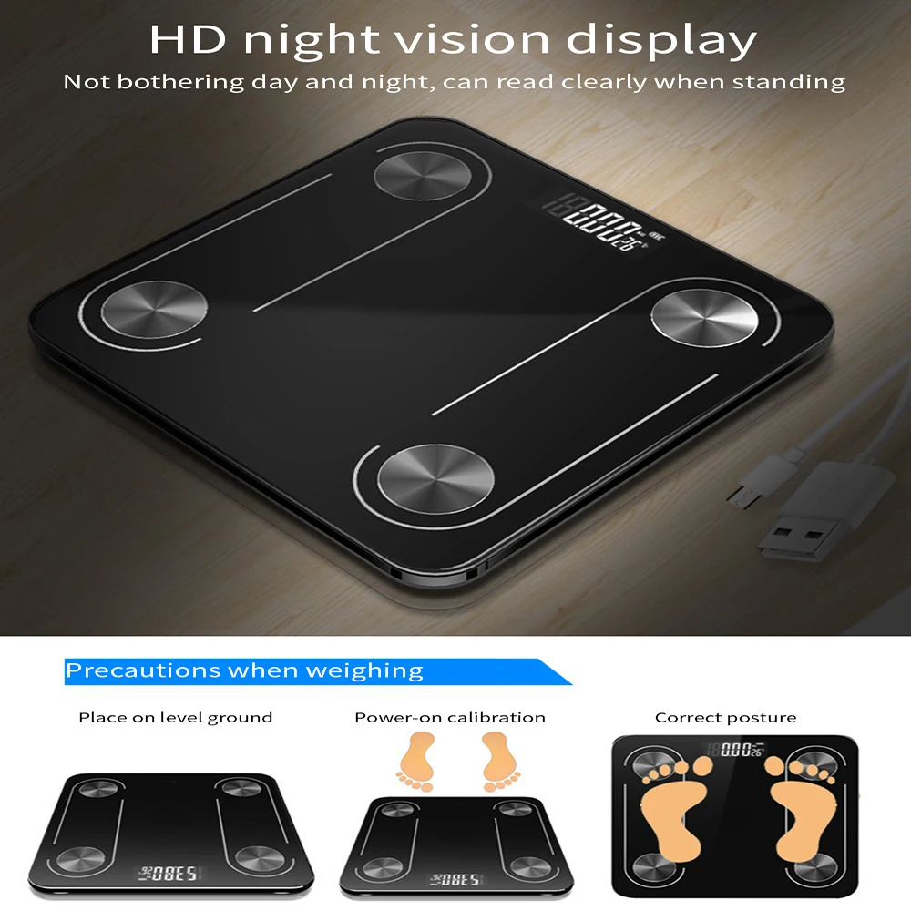 Смарт шкала веса тела электроники дома ванной весы цифровой Wifi BMI Bluetooth баланс