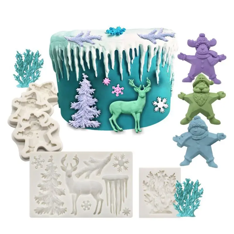 

Christmas theme elk snowman Fondant Candy Mold for Sugar Paste, Chocolate, Fondant, Butter, Resin,Soap Crafting Project